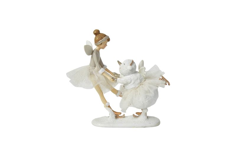 Snö flicka skridskor snögubbe figurin