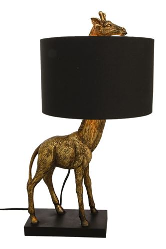 Affe giraff lampa armatur svart guld