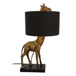 Affe giraff lampa armatur svart guld