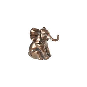 Sittande elefant bronsfärgad figurin dekoration djur