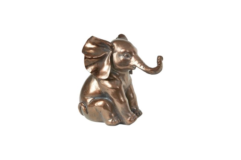 Sittande elefant bronsfärgad figurin dekoration djur