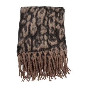 Yumi pläd filt leopardmönster beige svart
