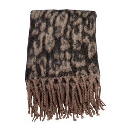 Yumi pläd filt leopardmönster beige svart