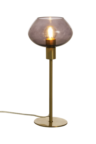 Bell bordslampa mässing rökfärgat glas