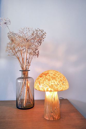 Mushi bordslampa glas beige