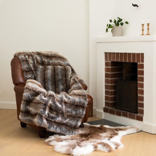 Renskinn fäll brun imitation