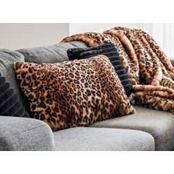 Leo pälskudde brun leopardtryck