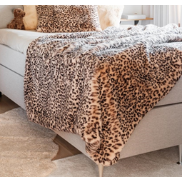 Leo pälspläd creame leopardtryck