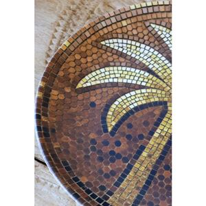 Palm tallrik mosaik stengods brun