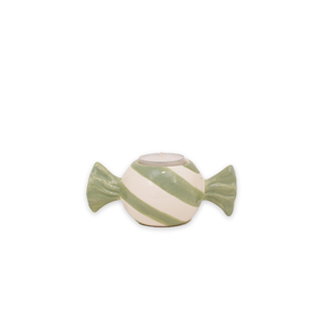 Tivoli ljuslykta grön vit rand karamell