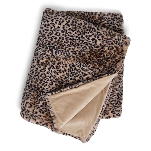Leo pälspläd creame leopardtryck