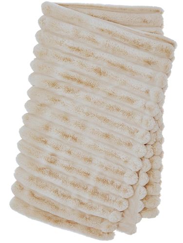 Liny pälspläd beige ränder