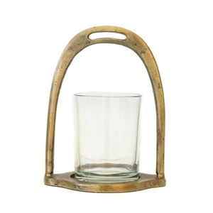 Stigbygel ljuslykta glas antik mässing