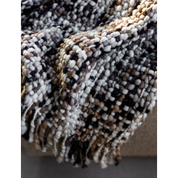 Ivy throw pläd vit beige brun svart