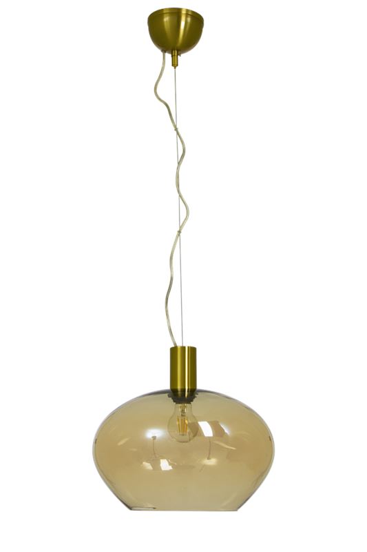 Bell taklampa mässing amberglas