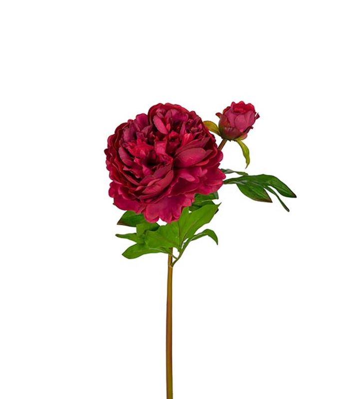 Pion konstväxt konstblomma mörkröd