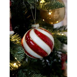 Julkula vit guld röd rand Jul