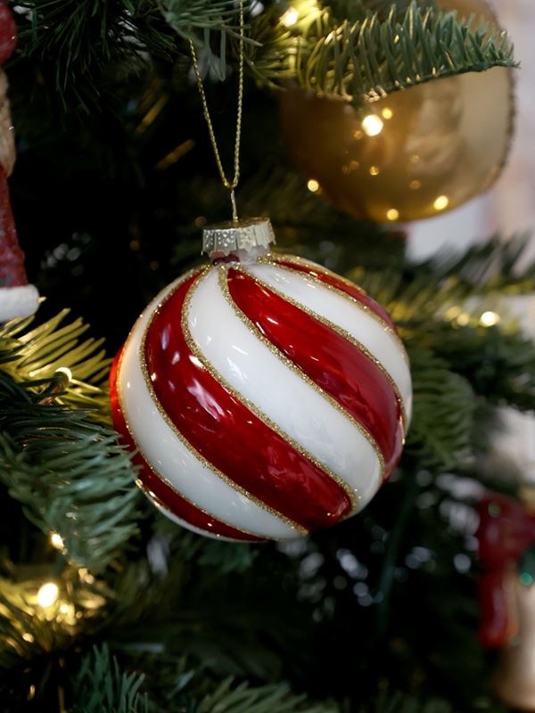 Julkula vit guld röd rand Jul