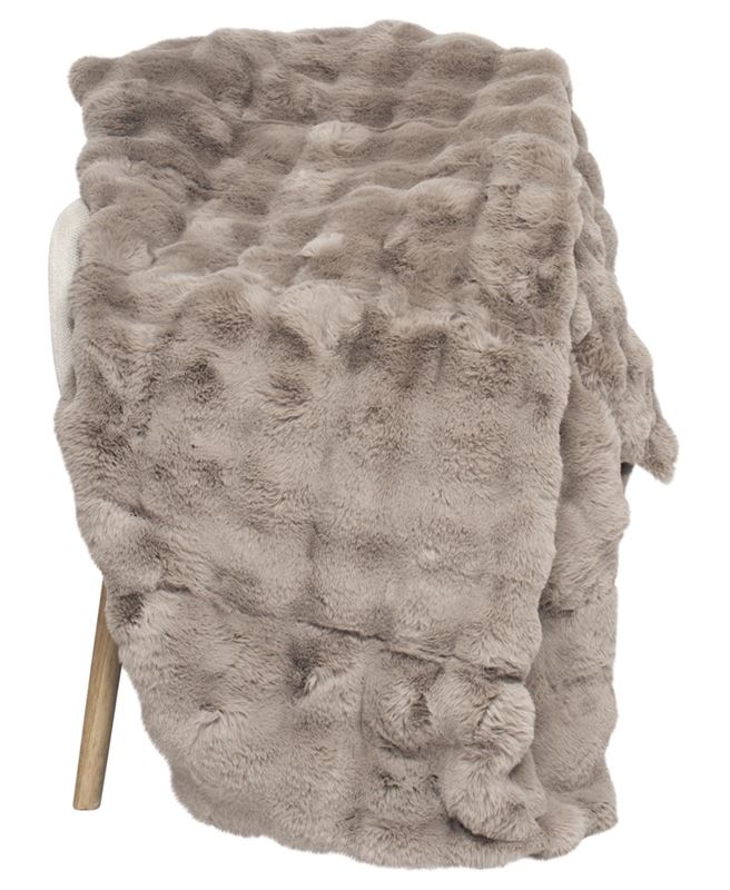Misty pläd överkast taupe päls