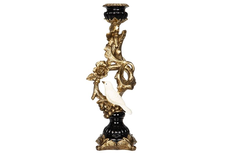 Fågel ljusstake svart guld