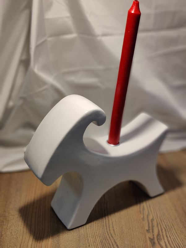 Julbock ljusstake vit jul