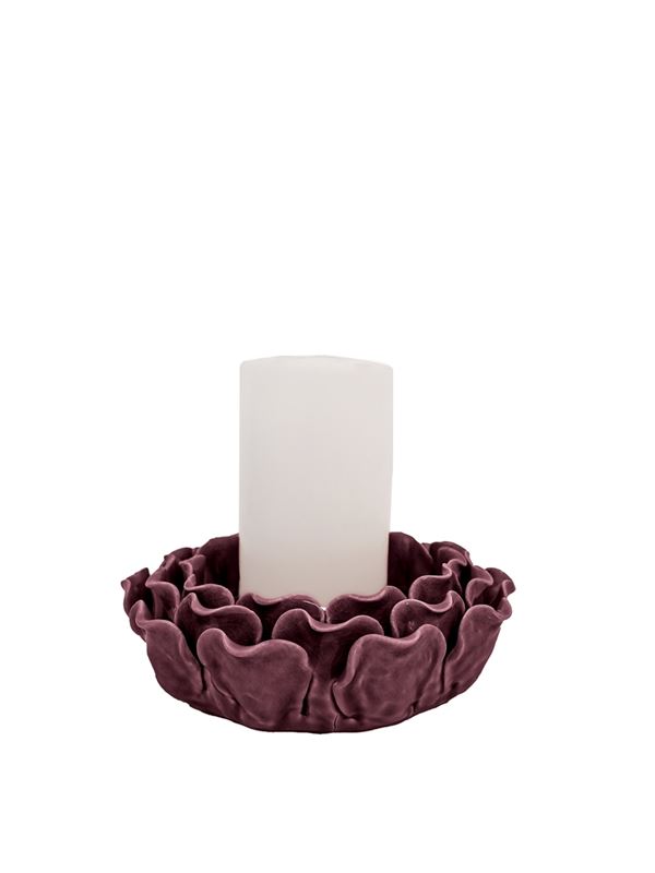 Fenja blockljusstake blomma aubergine