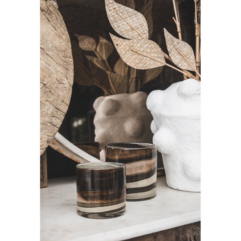 Florence ljuslykta brun beige glas