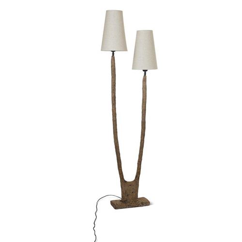 Fungu golvlampa gren linne papier-mache