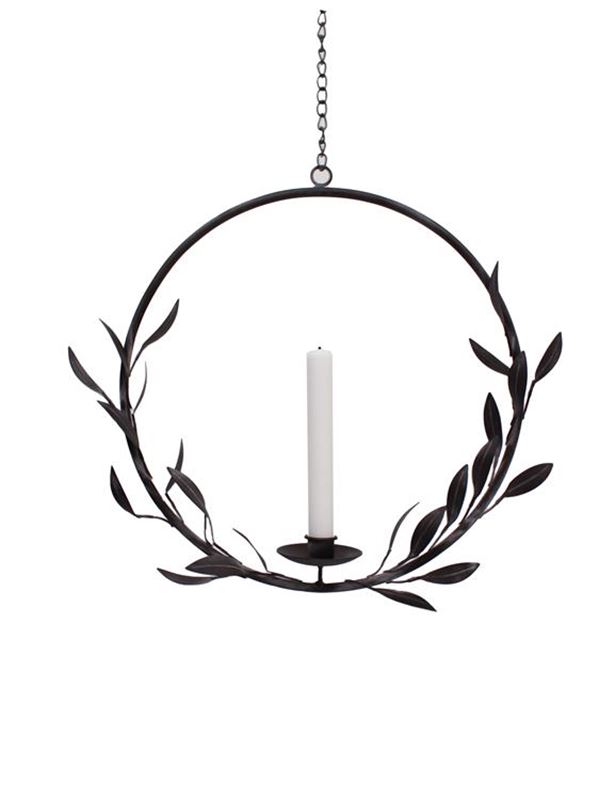 Levi Ljusring Blad Svart Metall